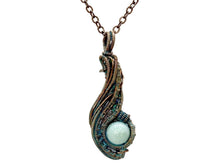 Load image into Gallery viewer, Custom Verdigris Gemstone Pendant, Copper Wire Wrap, "Comet" Model