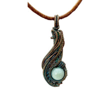 Load image into Gallery viewer, Custom Verdigris Gemstone Pendant, Copper Wire Wrap, "Comet" Model