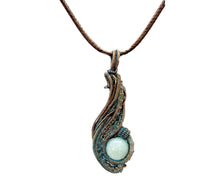 Load image into Gallery viewer, Custom Verdigris Gemstone Pendant, Copper Wire Wrap, "Comet" Model