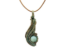 Load image into Gallery viewer, Custom Verdigris Gemstone Pendant, Brass Wire Wrap, "Comet" Model