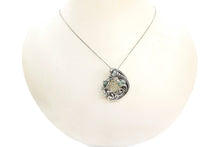 Load image into Gallery viewer, UV-Fluorescent, Mexican Hyalite Opal Wire-Wrapped Pendant in Sterling Silver with Fluorite