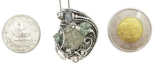 Load image into Gallery viewer, UV-Fluorescent, Mexican Hyalite Opal Wire-Wrapped Pendant in Sterling Silver with Fluorite