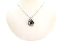 Load image into Gallery viewer, Moldavite Pendant in Sterling Silver with Herkimer Diamonds, Wire Wrap