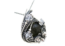 Load image into Gallery viewer, Moldavite Pendant in Sterling Silver with Herkimer Diamonds, Wire Wrap