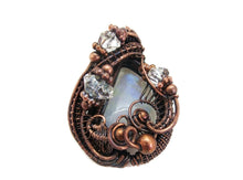 Load image into Gallery viewer, Rainbow Moonstone Pendant with Herkimer Diamonds in Bronze