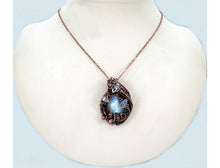 Load image into Gallery viewer, Rainbow Moonstone &amp; Herkimer Diamond Pendant: Bronze Wire Wrap Pendant Necklace - Heather Jordan Jewelry