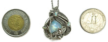 Load image into Gallery viewer, Rainbow Moonstone Pendant with Opals, Sterling Silver Wire Wrap - Heather Jordan Jewelry