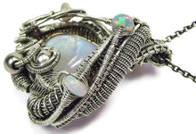Load image into Gallery viewer, Rainbow Moonstone Pendant with Opals, Sterling Silver Wire Wrap - Heather Jordan Jewelry