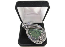 Load image into Gallery viewer, Moss Agate Pendant in Sterling Silver with Iolite