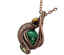 Load image into Gallery viewer, Custom Gemstone Steampunk Pendant, Wire-Wrapped in Bronze