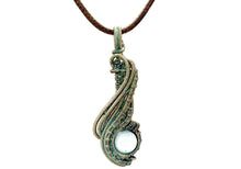 Load image into Gallery viewer, Custom Verdigris Gemstone Pendant, Brass Wire Wrap, "Comet" Model