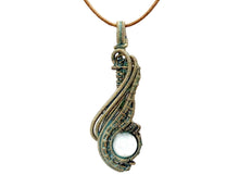 Load image into Gallery viewer, Custom Verdigris Gemstone Pendant, Brass Wire Wrap, "Comet" Model