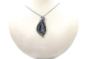 Orthoceras Fossil Pendant with Tanzanite in Sterling Silver
