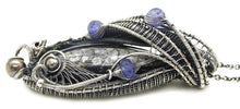 Load image into Gallery viewer, Orthoceras Fossil Pendant with Tanzanite in Sterling Silver
