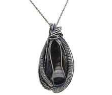 Load image into Gallery viewer, Orthoceras Fossil Pendant with Tanzanite in Sterling Silver, Wire Wrap