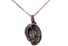 Load image into Gallery viewer, Mini Woven Circle Gemstone Pendant in Bronze with Swarovski Crystal