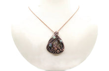 Load image into Gallery viewer, Picasso Jasper Pendant Necklace with Labradorite, Wire-Wrapped in Bronze