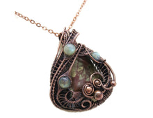 Load image into Gallery viewer, Picasso Jasper Pendant Necklace with Labradorite, Wire-Wrapped in Bronze