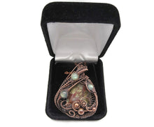 Load image into Gallery viewer, Picasso Jasper Pendant Necklace with Labradorite, Wire-Wrapped in Bronze