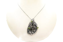 Load image into Gallery viewer, Admire Stony Iron Pallasite Meteorite Pendant, Wire-Wrapped in Sterling Silver with Peridot