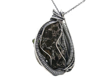 Load image into Gallery viewer, Admire Stony Iron Pallasite Meteorite Pendant, Wire-Wrapped in Sterling Silver with Peridot