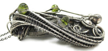 Load image into Gallery viewer, Admire Stony Iron Pallasite Meteorite Pendant, Wire-Wrapped in Sterling Silver with Peridot