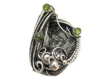 Load image into Gallery viewer, Admire Stony Iron Pallasite Meteorite Pendant, Wire-Wrapped in Sterling Silver with Peridot