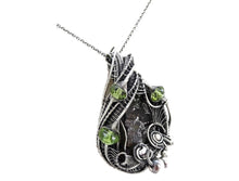 Load image into Gallery viewer, Seymchan Pallasite Meteorite Pendant, Wire-Wrapped in Sterling Silver with Peridot