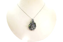 Load image into Gallery viewer, Seymchan Pallasite Meteorite Pendant, Wire-Wrapped in Sterling Silver with Peridot