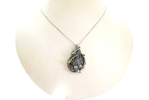 Seymchan Pallasite Meteorite Pendant, Wire-Wrapped in Sterling Silver with Peridot