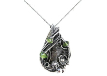 Load image into Gallery viewer, Seymchan Pallasite Meteorite Pendant, Wire-Wrapped in Sterling Silver with Peridot