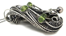 Load image into Gallery viewer, Seymchan Pallasite Meteorite Pendant, Wire-Wrapped in Sterling Silver with Peridot