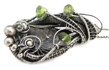 Load image into Gallery viewer, Seymchan Pallasite Meteorite Pendant, Wire-Wrapped in Sterling Silver with Peridot