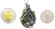 Load image into Gallery viewer, Seymchan Pallasite Meteorite Pendant, Wire-Wrapped in Sterling Silver with Peridot