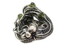 Load image into Gallery viewer, Seymchan Pallasite Meteorite Pendant, Wire-Wrapped in Sterling Silver with Peridot
