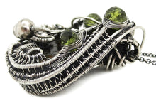 Load image into Gallery viewer, Seymchan Pallasite Meteorite Pendant, Wire-Wrapped in Sterling Silver with Peridot