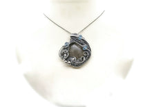 Load image into Gallery viewer, Petoskey Stone Pendant Necklace in Sterling Silver, Wire Wrapped with Blue Topaz