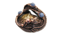 Load image into Gallery viewer, Petrified Wood Pendant Necklace, Wire-Wrapped in Bronze with Blue Kyanite