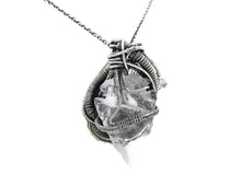 Load image into Gallery viewer, Quartz Crystal Arrowhead Pendant, Wire-Wrapped in Sterling Silver with Herkimer Diamonds