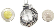 Load image into Gallery viewer, Quartz Pendant with Herkimer Diamonds, Wire-Wrapped in Sterling Silver