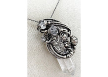 Load image into Gallery viewer, Mystical Quartz Crystal Pendant: Herkimer Diamonds &amp; Sterling Silver Wire Wrap - Heather Jordan Jewelry