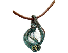 Load image into Gallery viewer, Verdigris Gemstone Steampunk Pendant: Copper Wire Wrap, Swirl Model