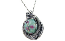 Load image into Gallery viewer, Ruby Fuschite Wire-Wrapped Pendant with Pink Sapphire
