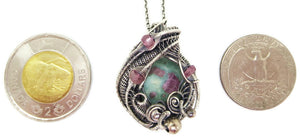 Ruby Fuschite Wire-Wrapped Pendant with Pink Sapphire