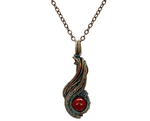 Load image into Gallery viewer, Custom Verdigris Gemstone Pendant, Copper Wire Wrap, "Comet" Model