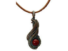 Load image into Gallery viewer, Custom Verdigris Gemstone Pendant, Copper Wire Wrap, "Comet" Model
