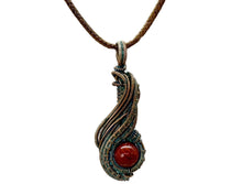 Load image into Gallery viewer, Custom Verdigris Gemstone Pendant, Copper Wire Wrap, "Comet" Model