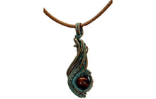 Load image into Gallery viewer, Custom Verdigris Gemstone Pendant, Copper Wire Wrap, "Comet" Model