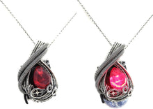 Load image into Gallery viewer, Custom Color Steampunk Resin Gem LED Pendant in Sterling Silver