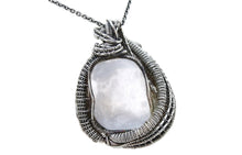 Load image into Gallery viewer, Selenite Pendant with Rainbow Moonstone, Wire-Wrapped in Sterling Silver